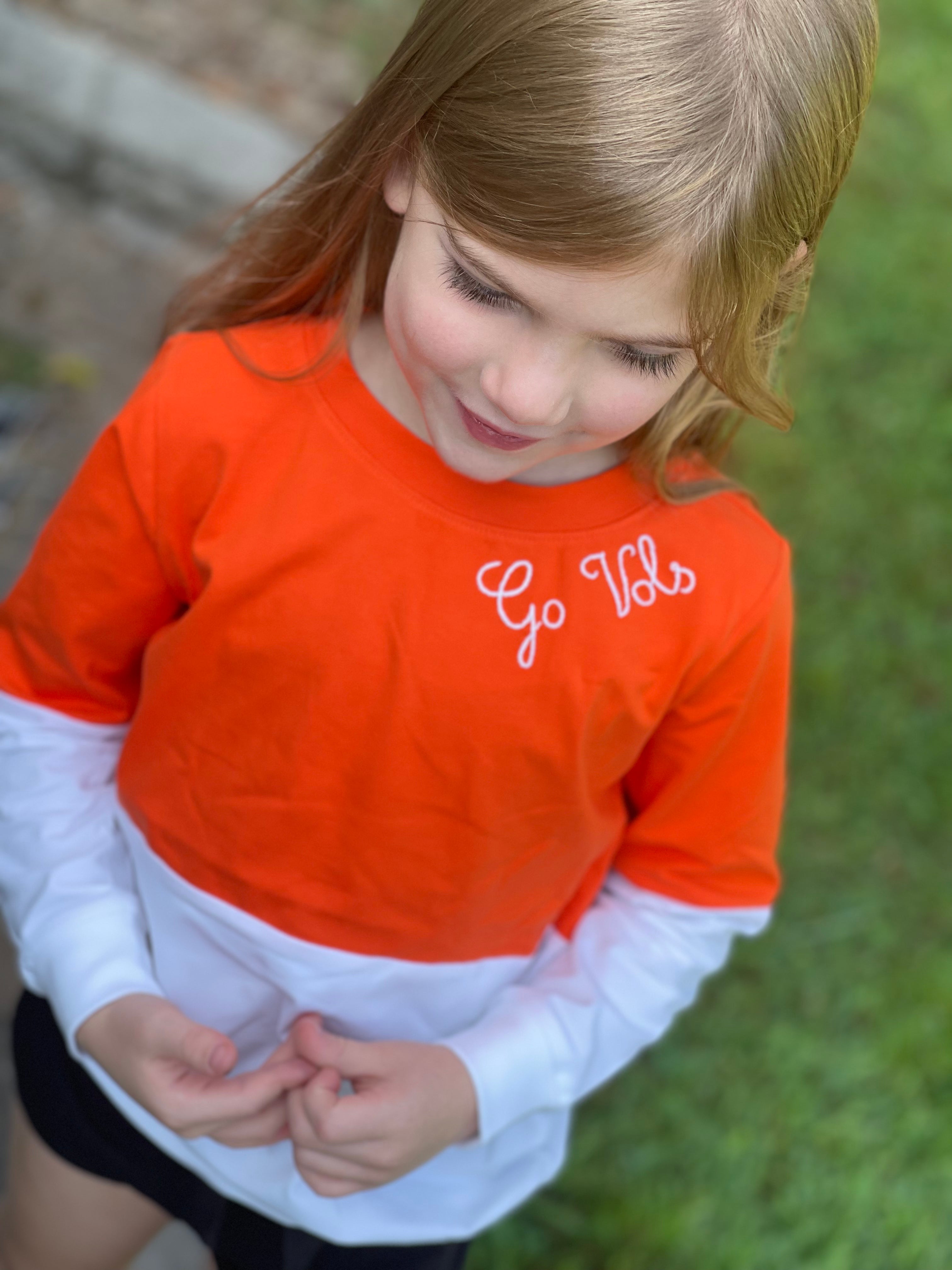 Orange/White "Go Vols" Knit Lightweight Pullover