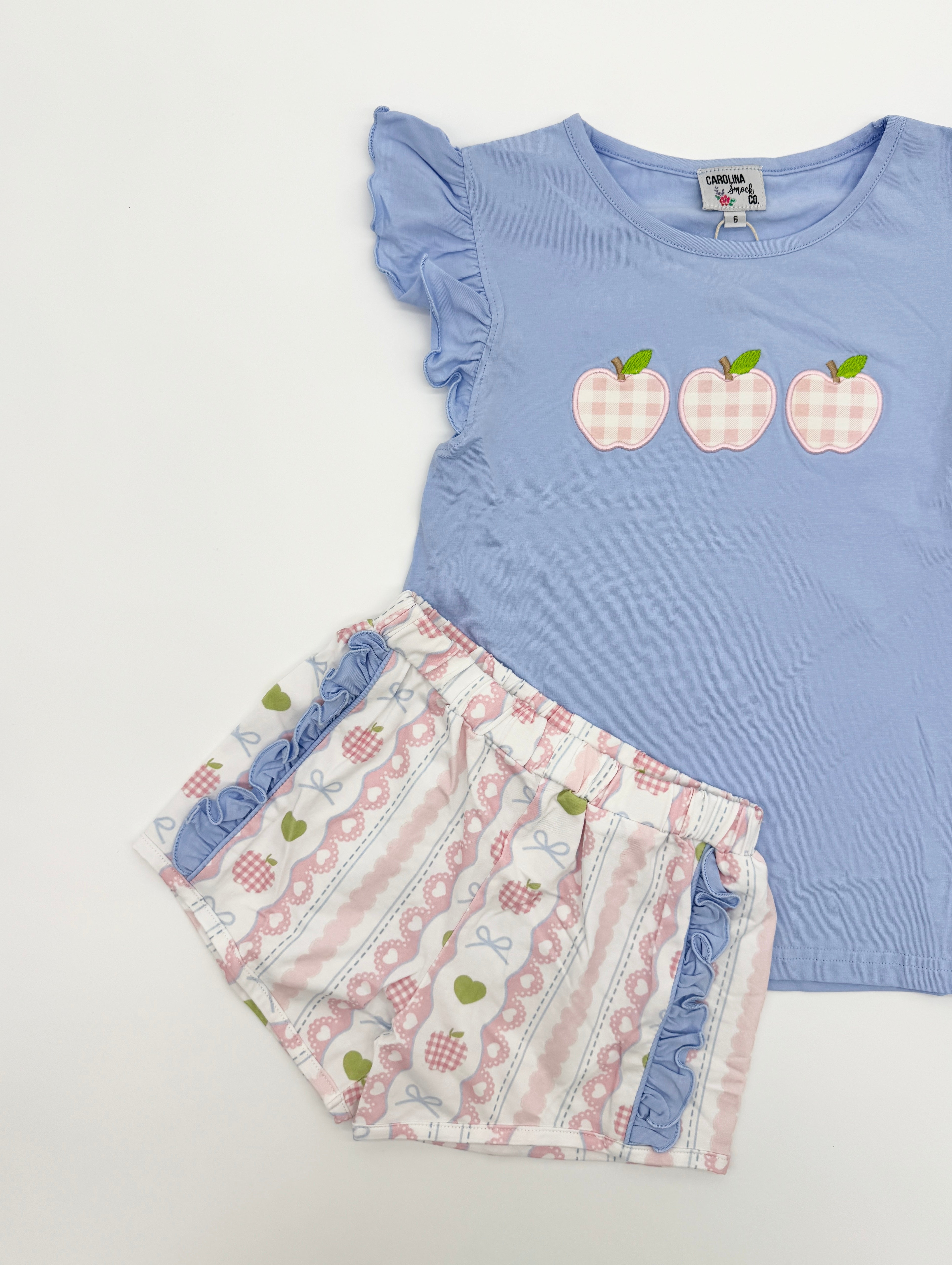 Appliqué Apples Short Set
