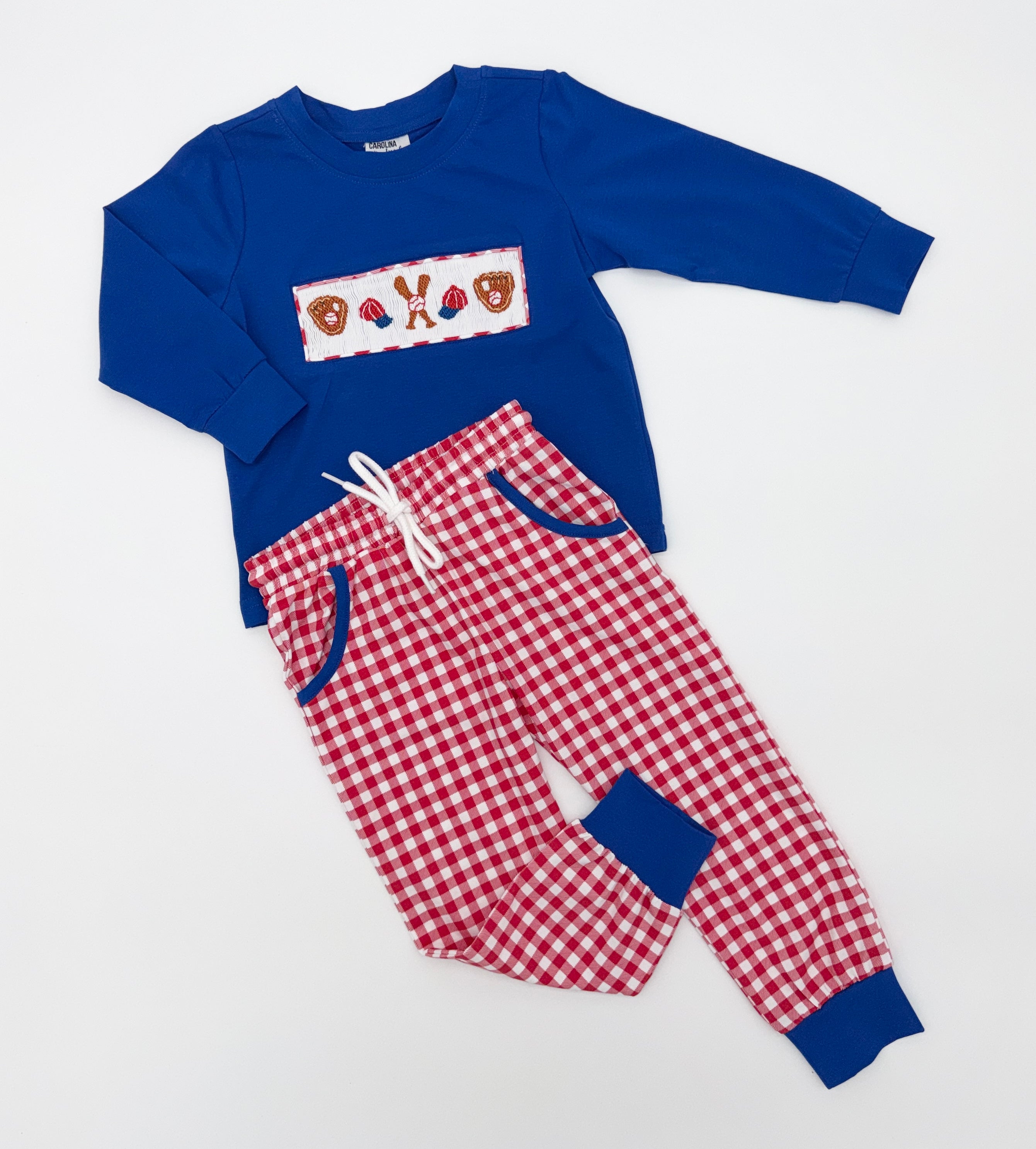 Smocked Baseball Jogger Set