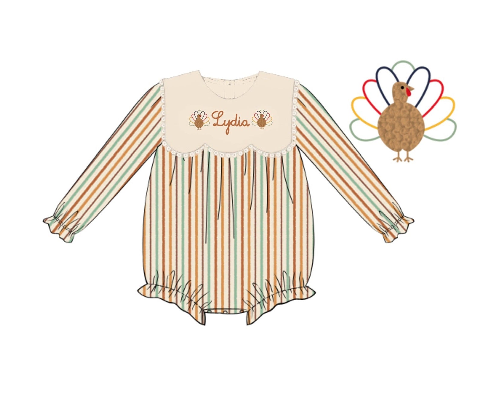 PO91 Muted Turkeys Girl Bubble