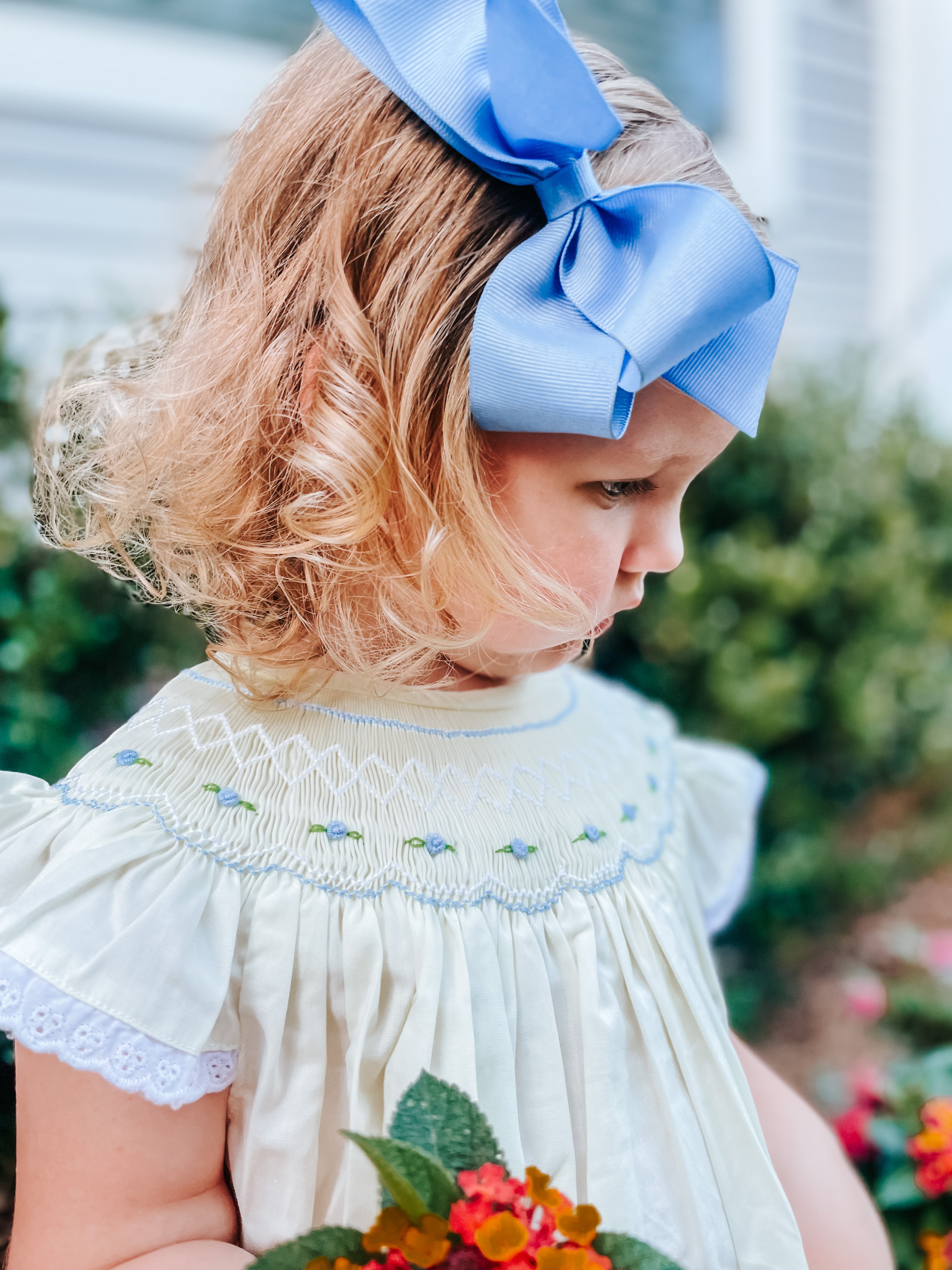 Yellow Geometric Smocked Bubble
