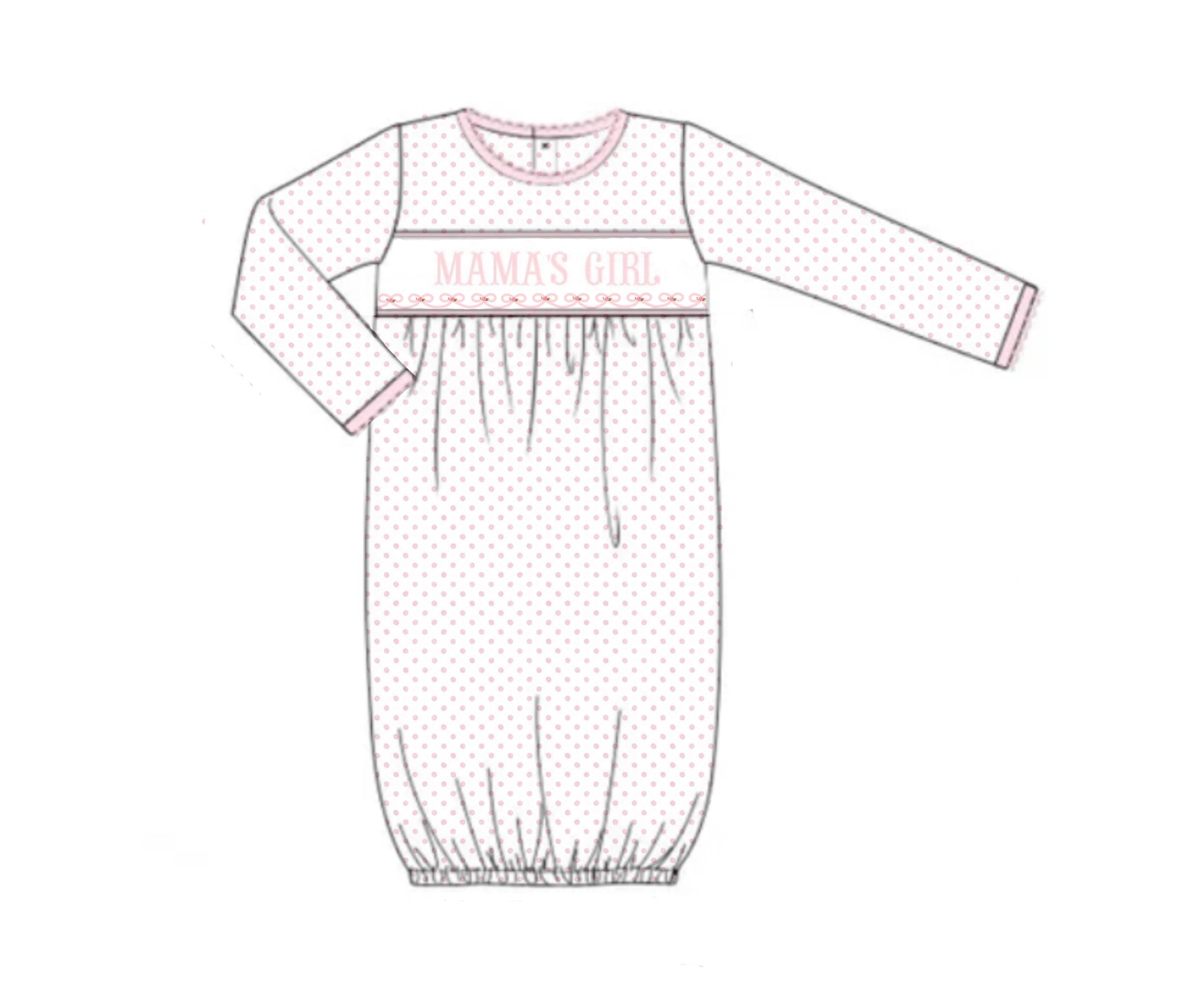 PO91 Bitty Dot Name Smocks Girl Gown