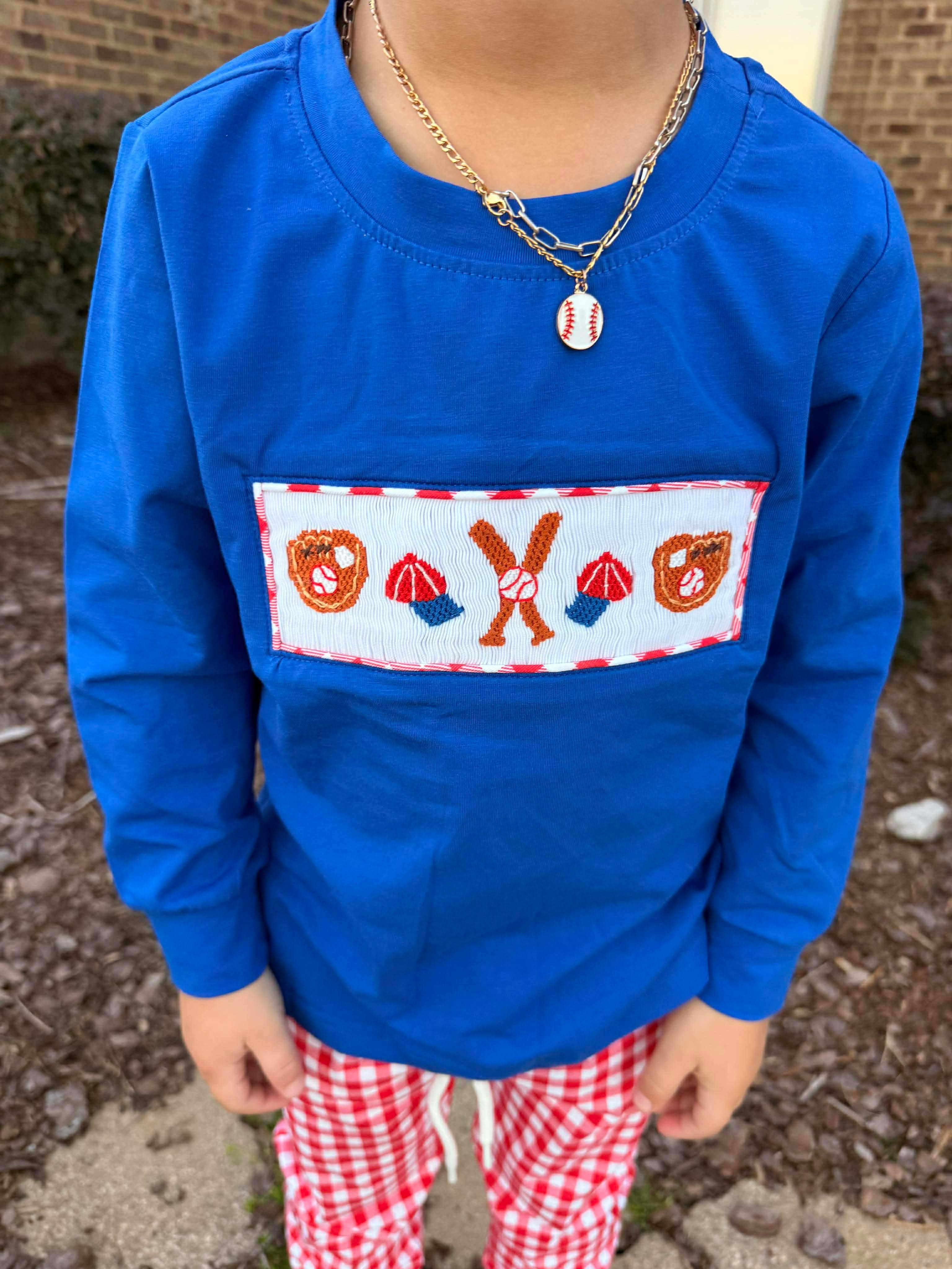 Smocked Baseball Jogger Set