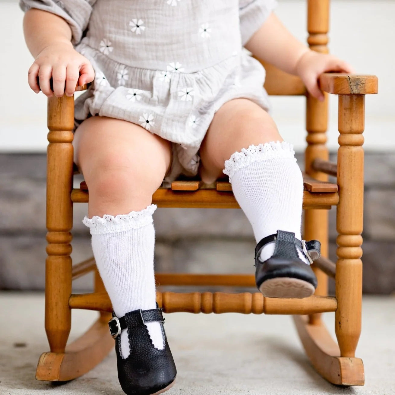 Little Stocking Co. White Lace Top Knee Highs