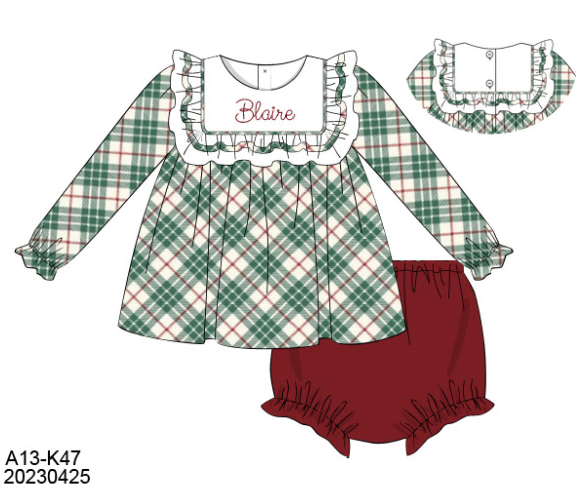 Holiday Plaid Bloomer Set