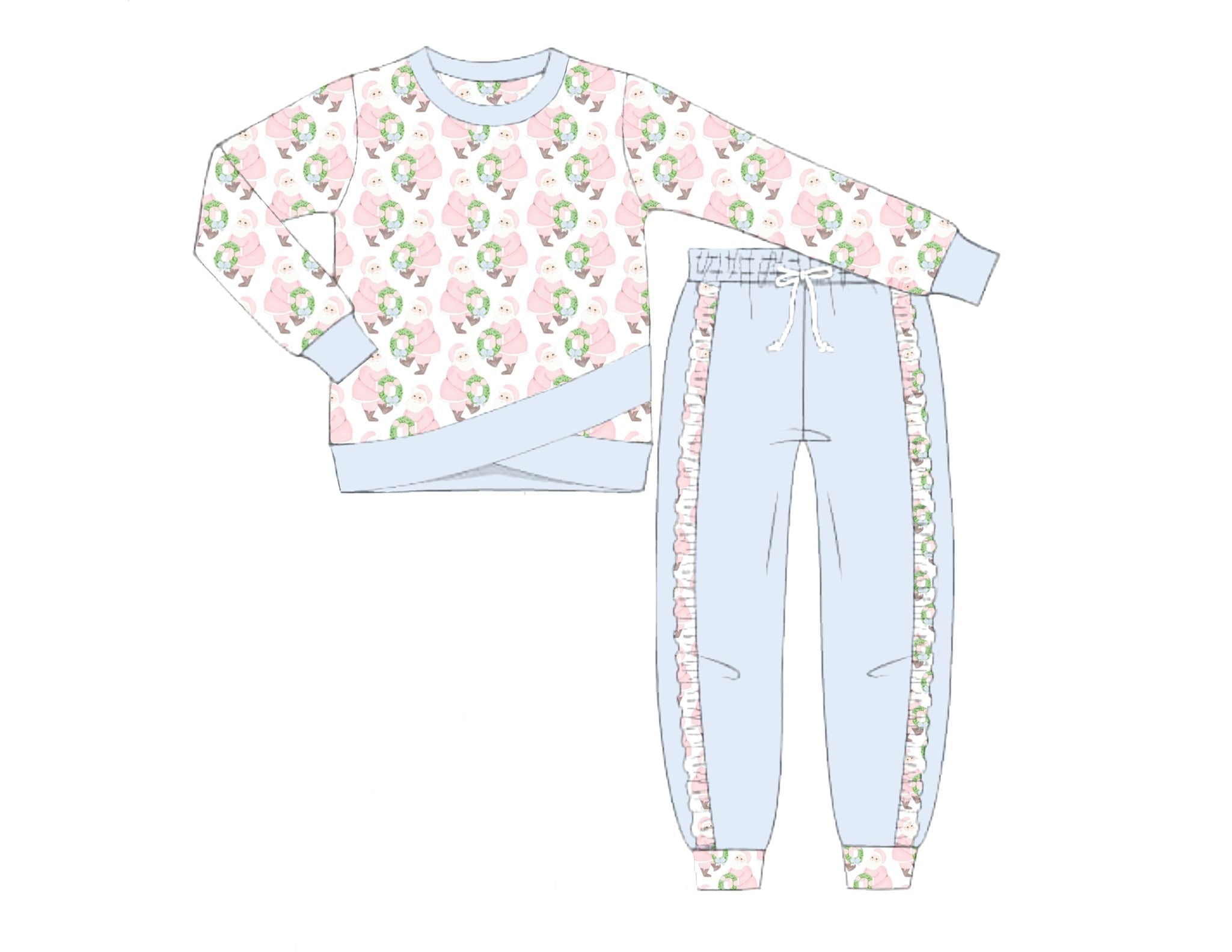 Pastel Santa Girls Jogger Set