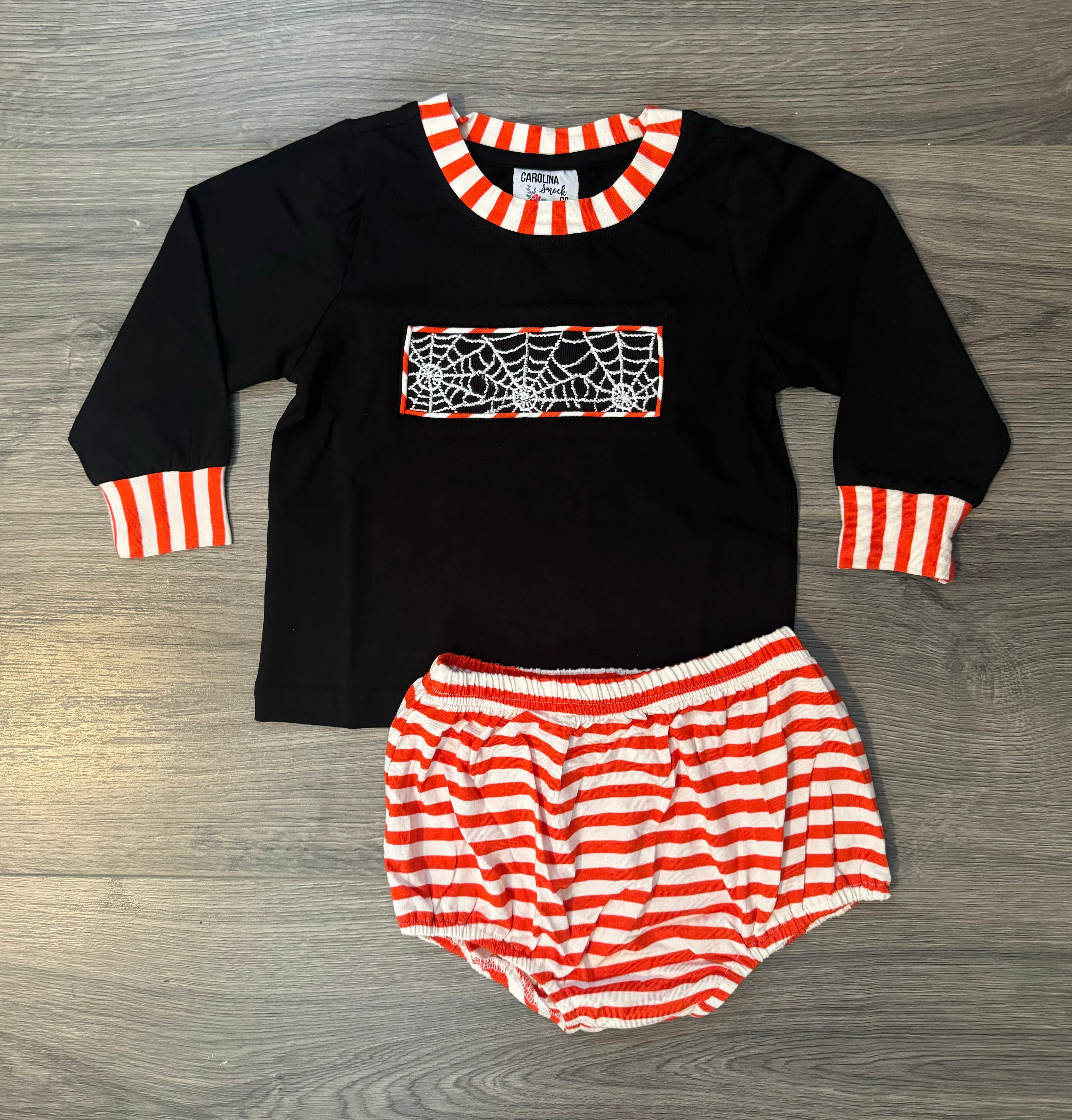 Smocked Spider Web Diaper Set