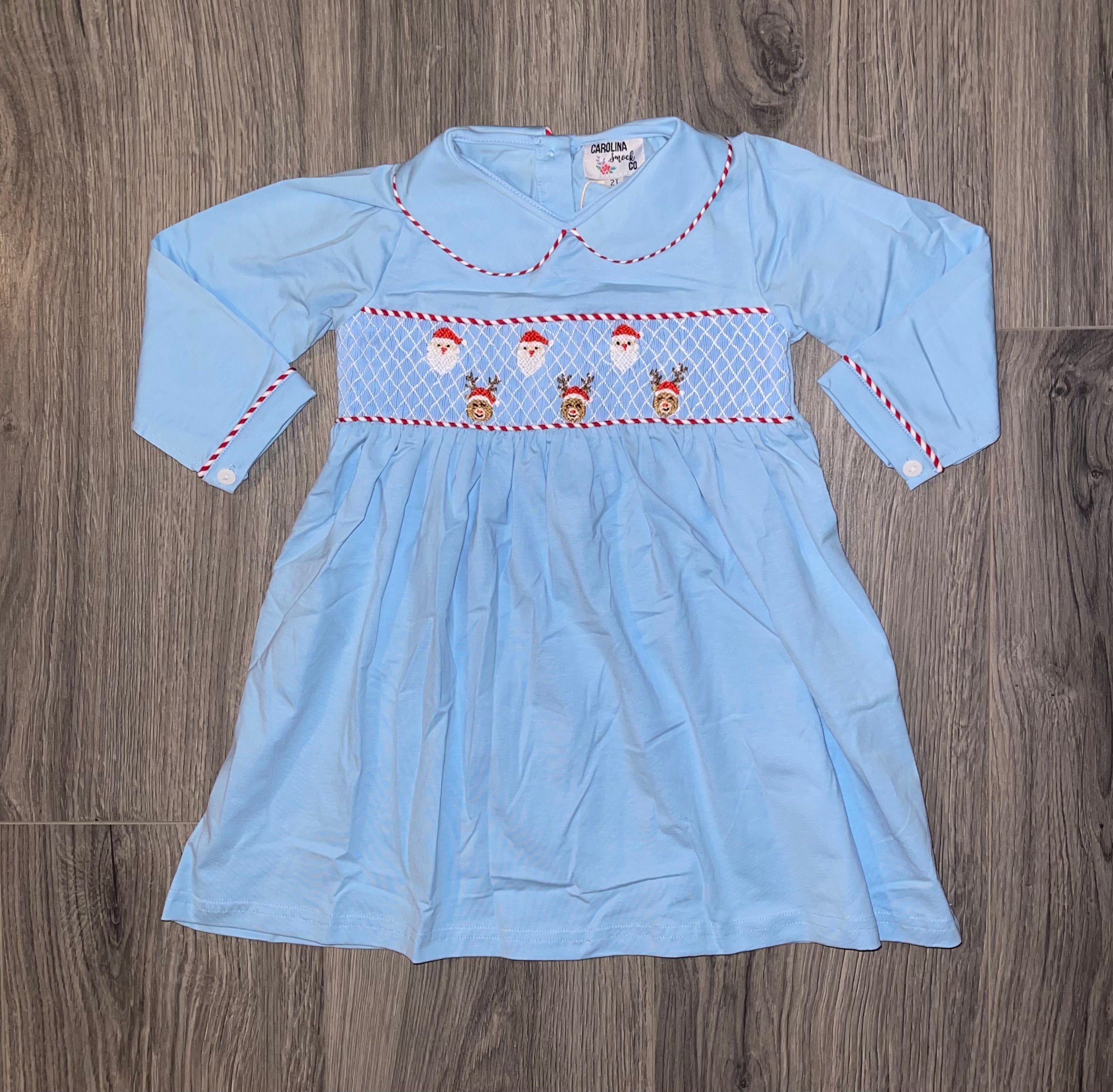 Smocked Geometric Santa & Reindeer Dress