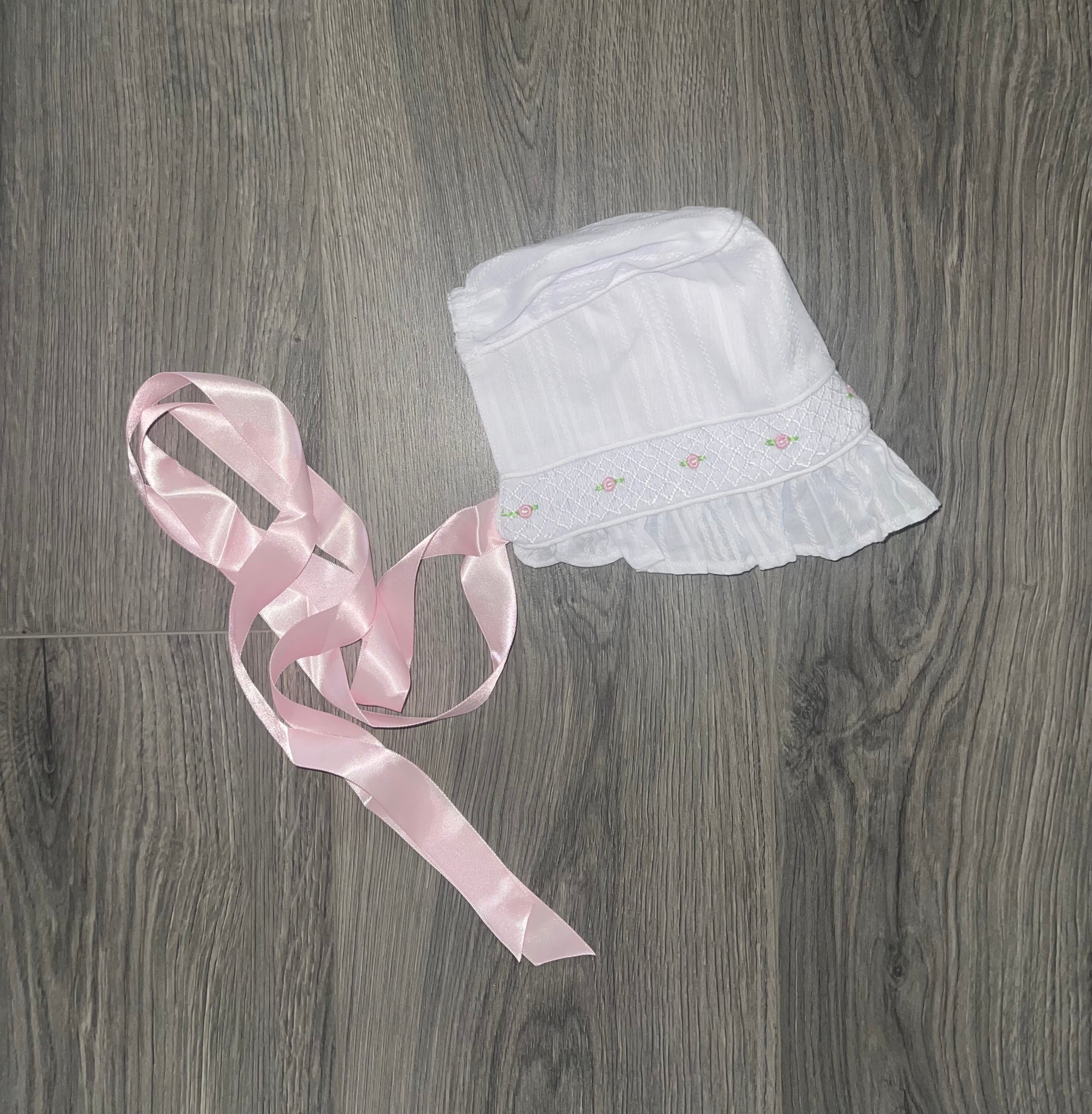 Smocked Linen Heirloom Bonnet