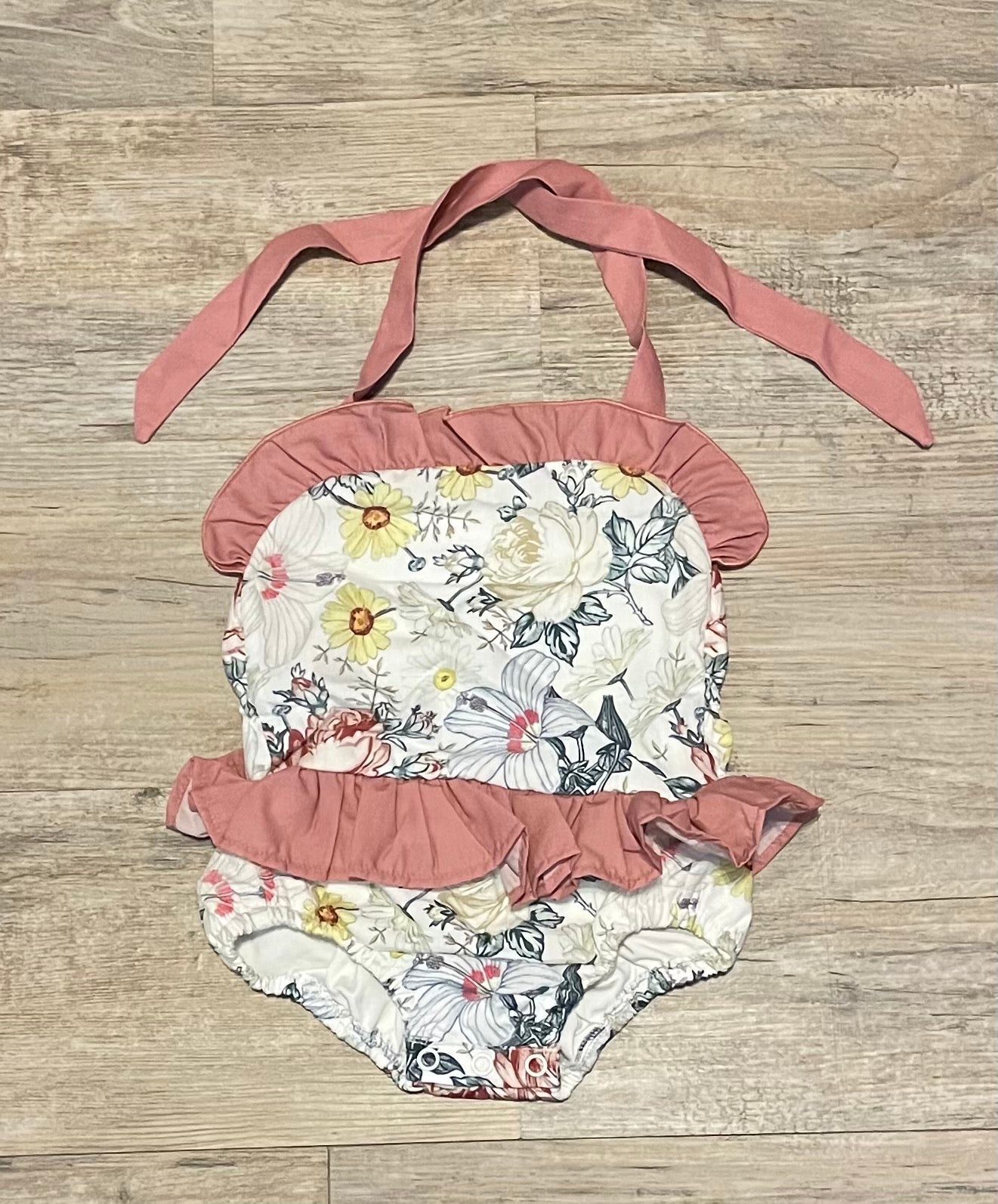 Mauve/Floral Girls 1pc. Swimsuit