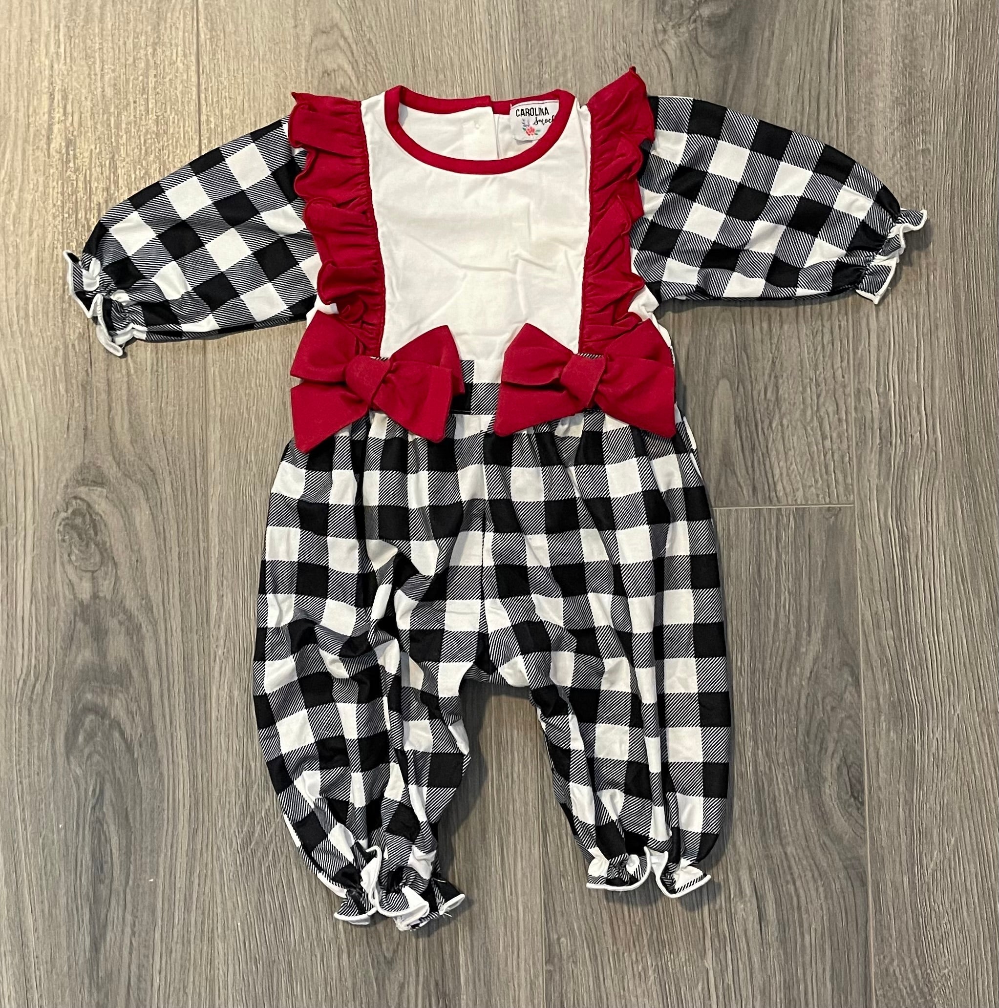 Garnet & Buffalo Plaid Romper