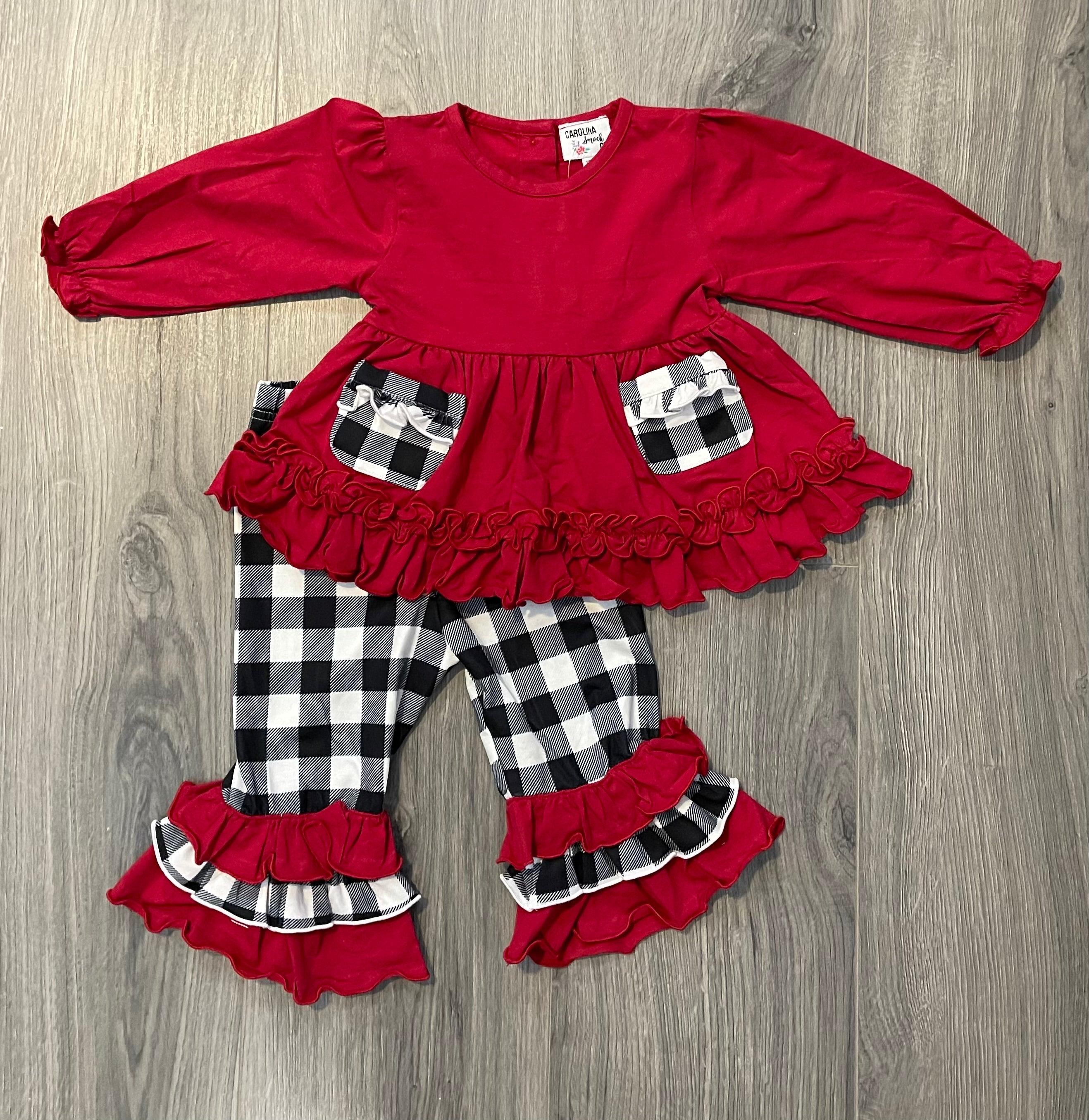 Garnet & Buffalo Plaid Pant Set